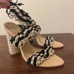 Ulla Johnson Raffia Lace Up Sandals